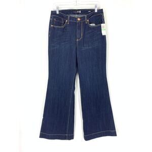 Vintage Y2K Seven7 Women's Sz 8 Denim Wide Leg Jeans Blue Embroidered Pocket NWT